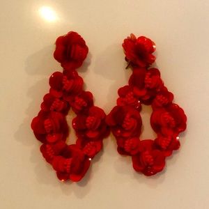 Jcrew red dangle earrings